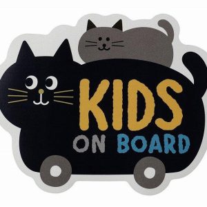 [日本直送] "KIDS ON BOARD" 車用反光磁貼 警示貼 (黑貓圖案)